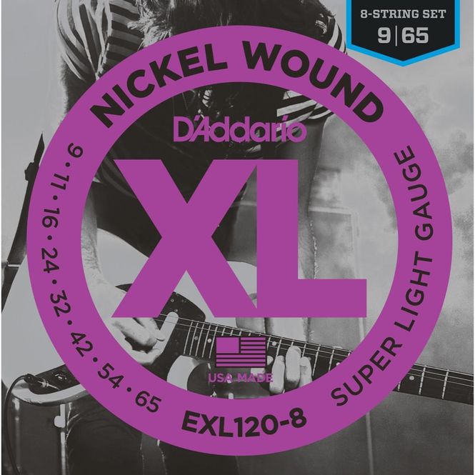 Hovedbilde D'Addario EXL120-8 Elgitarstrenger, 8-strengs 009-065
