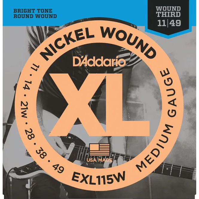 Hovedbilde D'Addario EXL115W Elgitarstrenger, 011-049, wound 3rd