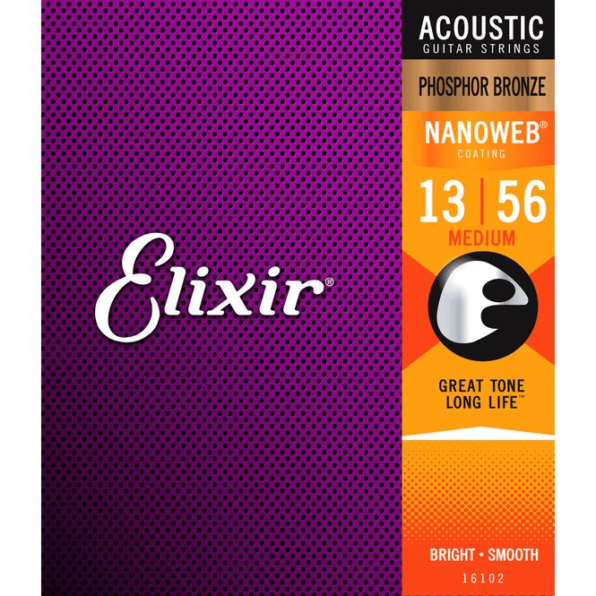 Hovedbilde Elixir 16102 Nanoweb ak. gitarstr. Phosphor Bronze 013-056