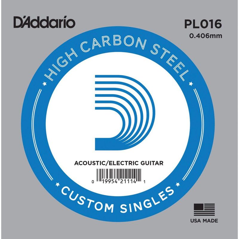 D'addario PL016 Enkeltstreng elgitar/akustisk gitar Plain Steel 016