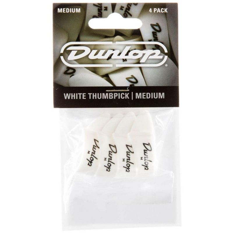 Dunlop 9002P Tommelfingerplekter hvit 4-pakning medium