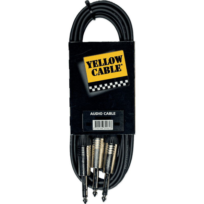 Yellow Cable K05-6 - 2 x 1/4 jack til 1/4 jack TRS kabel, 6m