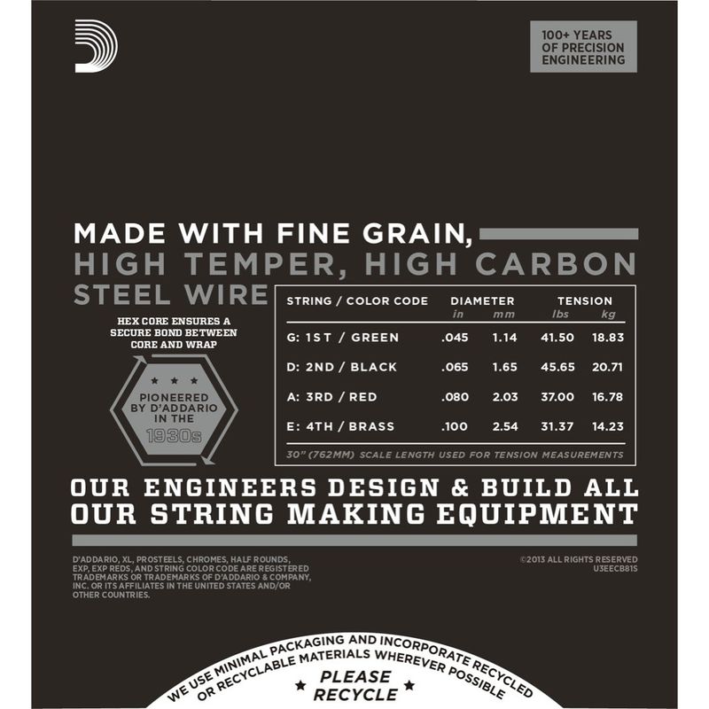 D'Addario ECB81S Chromes Basstrenger, Flatwound
