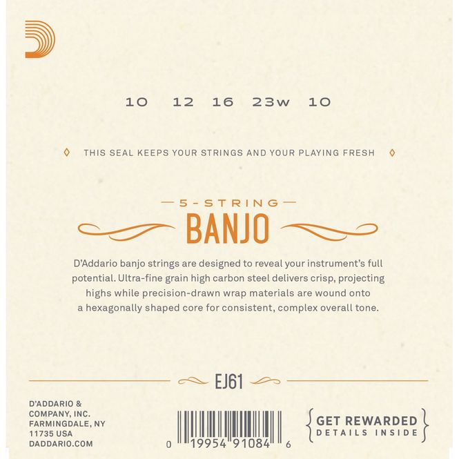 Hovedbilde D'Addario EJ61 banjostrenger 5-strengs