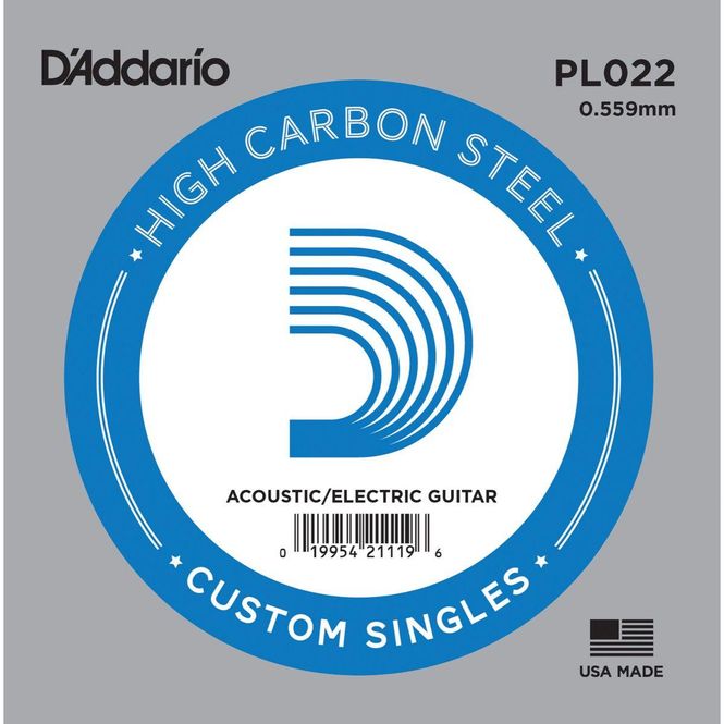 Hovedbilde D'addario PL022 Enkeltstreng elgitar/akustisk gitar Plain Steel 022