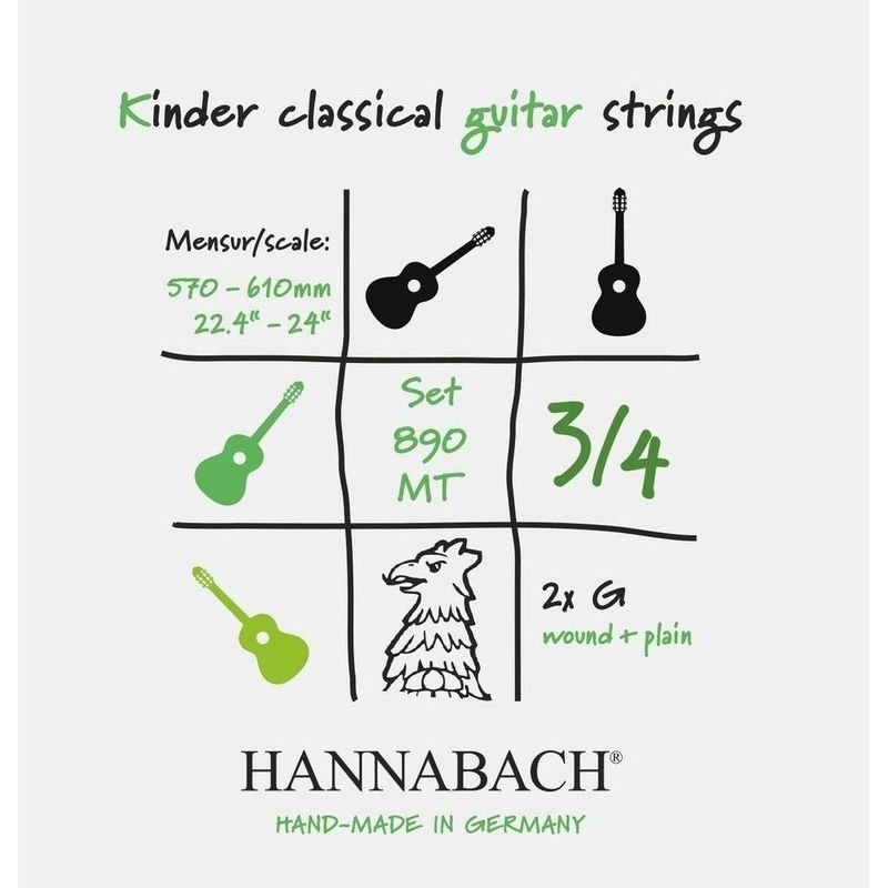 Hannabach 890 Strengesett klassisk gitar 3/4 (57-61 cm)