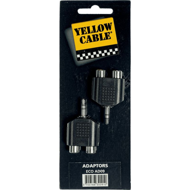 Yellow Cable AD09 - 3.5 mm TRS jack til 2 x RCA/F adapter, 2 stk