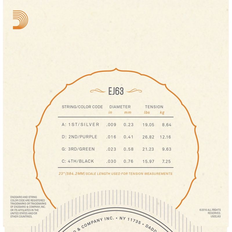 D'Addario EJ63 banjostrenger 4-strengs Tenor banjo
